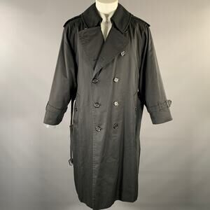 BURBERRYS Chest Size S Black Solid Cotton Blend Double Breasted Coat